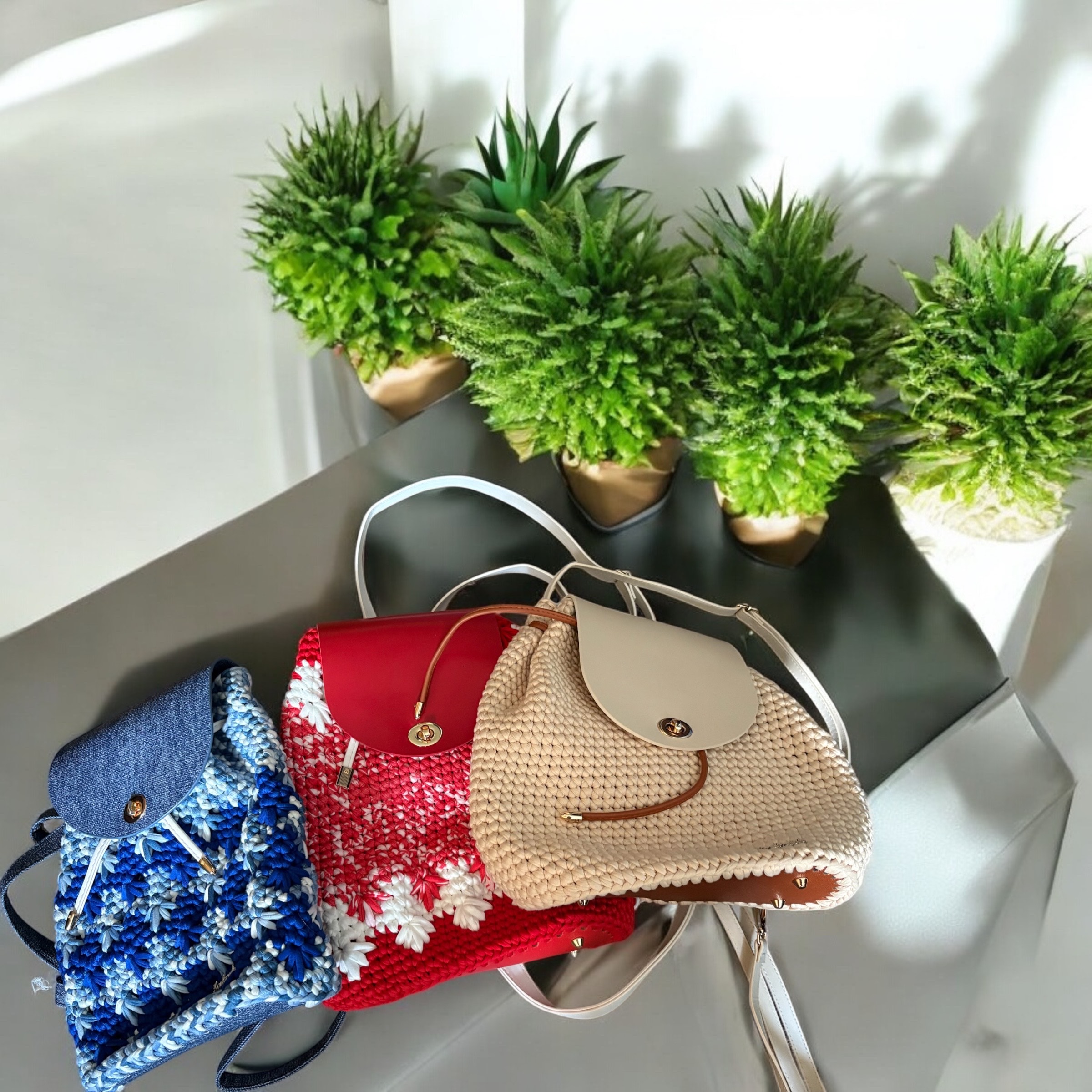 Sac à dos en crochet moyenne taille